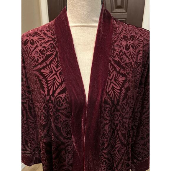 NWT Soma Merlot Velvet Burnout Kimono - Picture 2 of 8